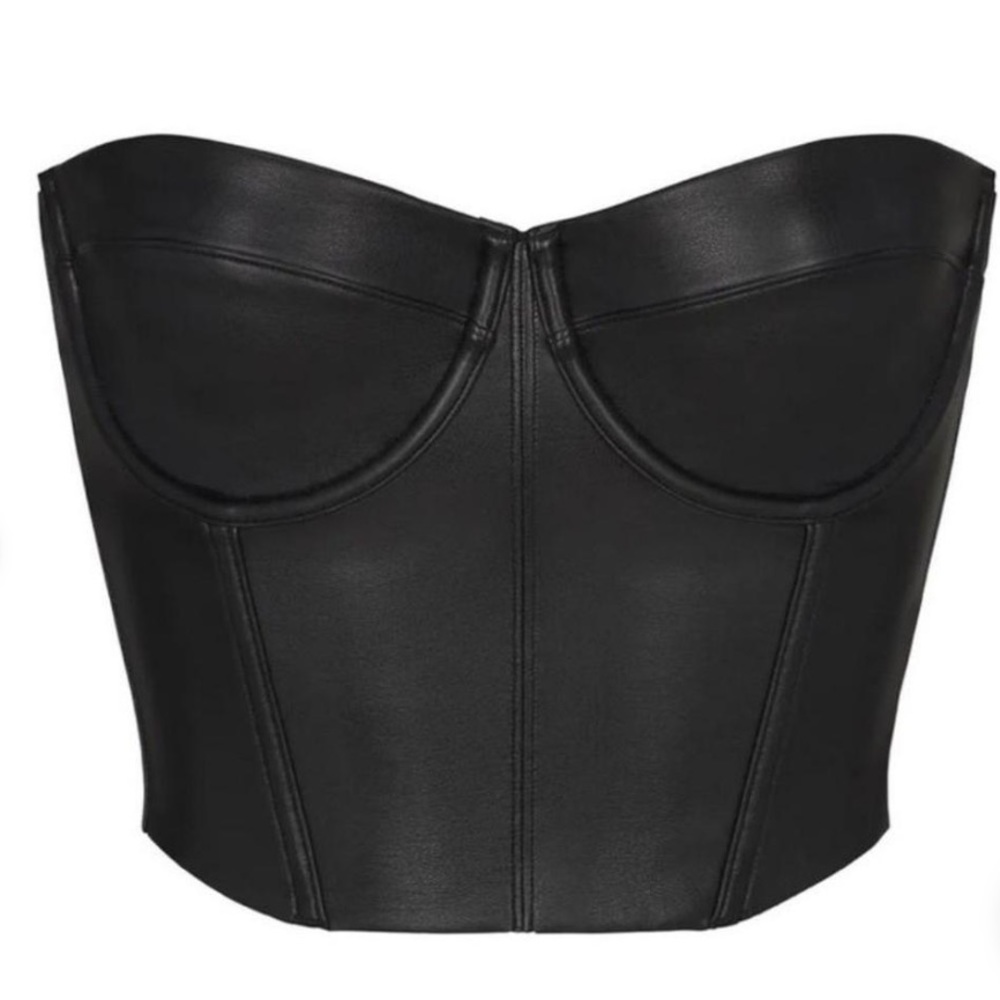 Skims Faux Leather Black Corset
